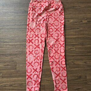 Pink & Red XO Lularoe One Size Leggings Valentine's Day